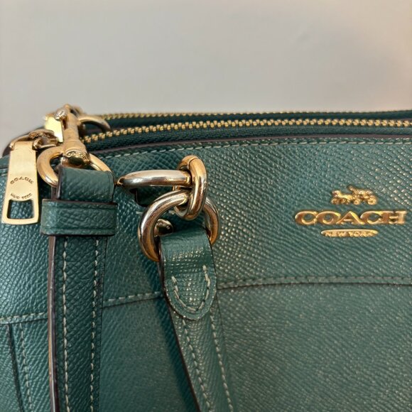 Coach Mini Brooke Dark Green Crossgrain Leather Carryall - Picture 6 of 15